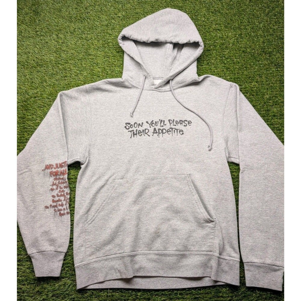 Metallica Hoodie Grey SZ Medium "Soon You'll Please Their Appetite"  Skull